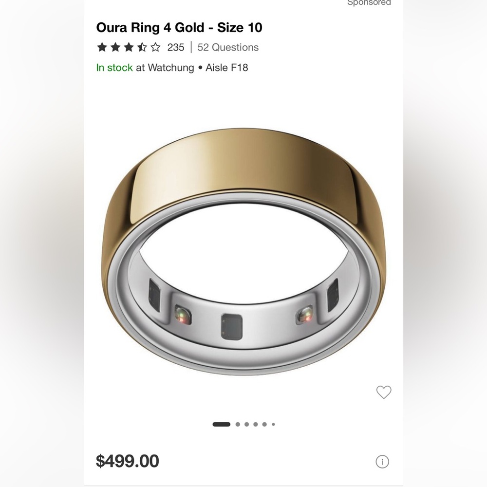 Brand new Oura Ring Gold Size 10